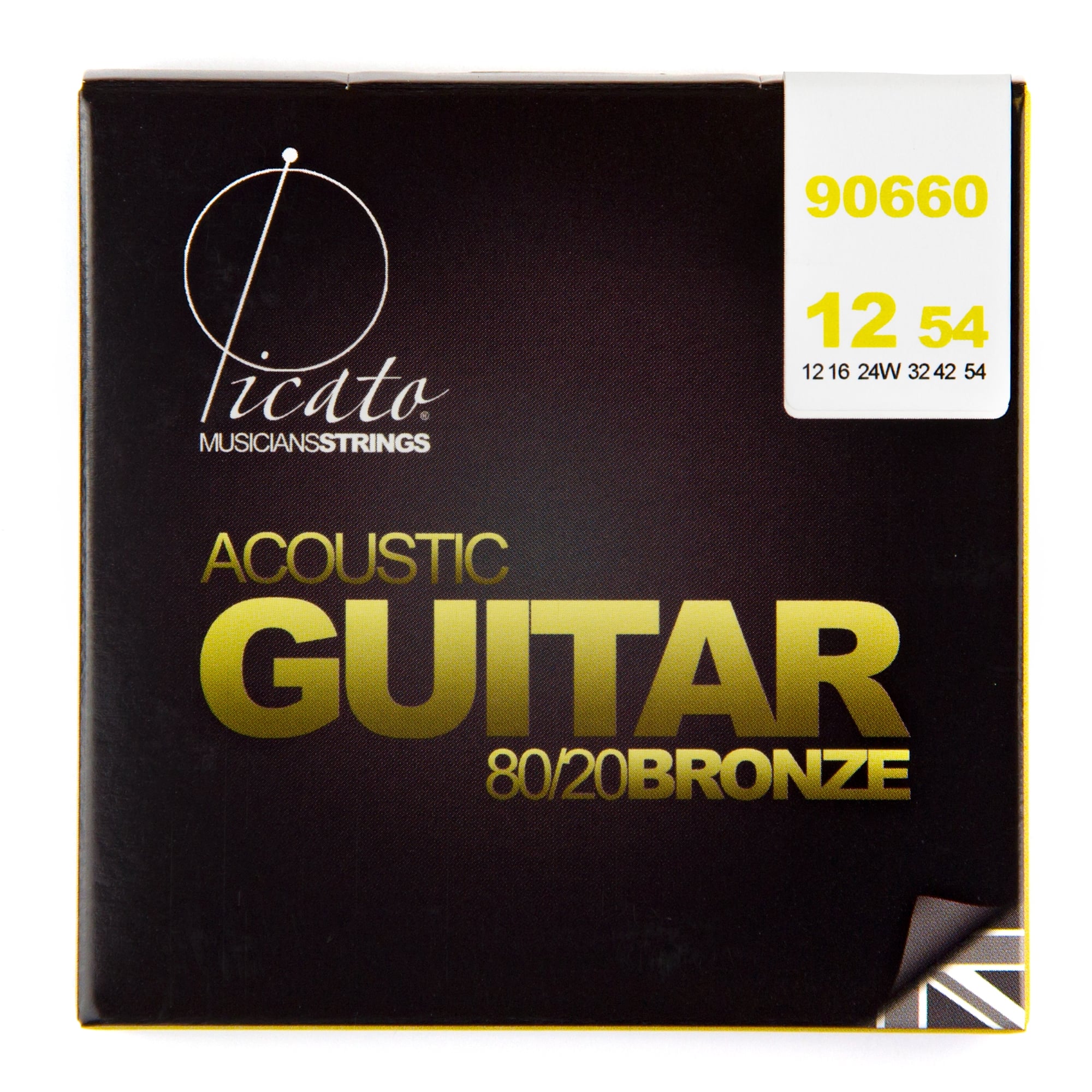 Picato 80/20 Bronze 12-54 Acoustic Guitar Strings, Light
