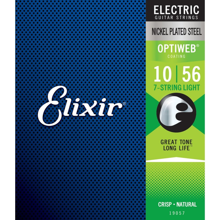 Elixir Optiweb Nickel Wound 7-String 10-56 Electric Guitar Strings, Light [19057]