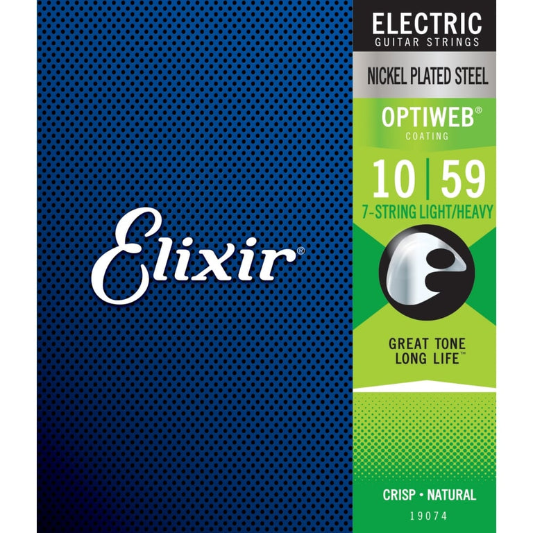 Elixir Optiweb Nickel Wound 7-String 10-59 Electric Guitar Strings, Light/Medium [19074]