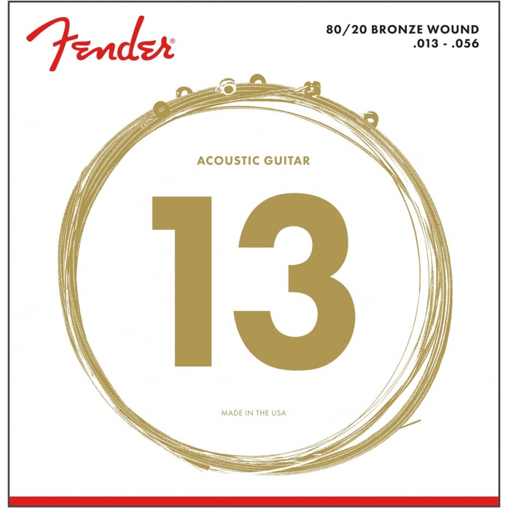 Fender 80/20 Bronze 13-56 Acoustic Guitar Strings, Medium