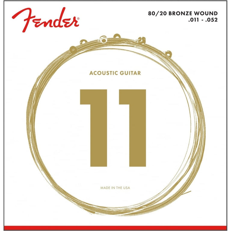 Fender 80/20 Bronze 11-52 Acoustic Guitar Strings, Custom Light [70CL]