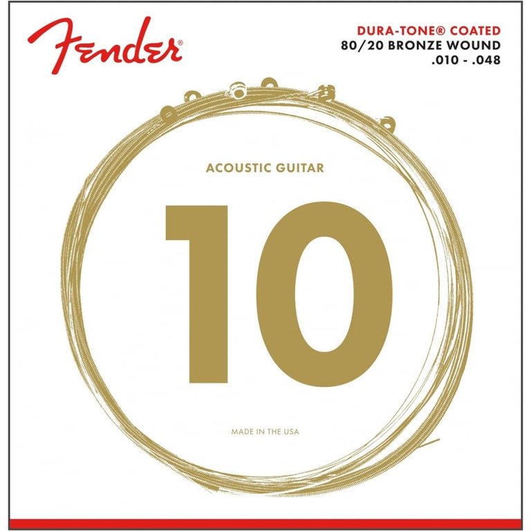 Fender Dura-Tone 80/20 Bronze 10-48 Acoustic Guitar Strings, Extra Light