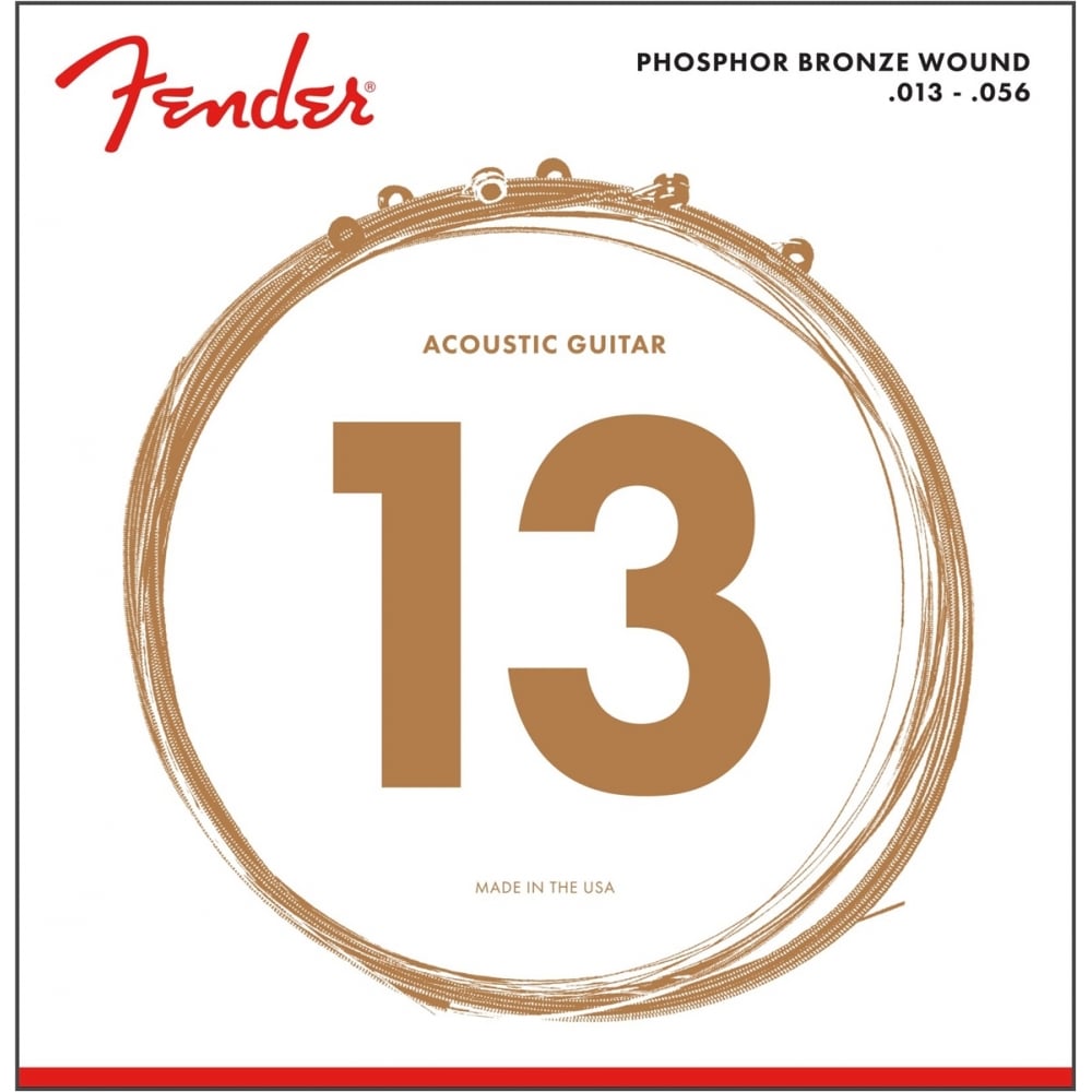 Fender Phosphor Bronze 13-56 Acoustic Guitar Strings, Medium