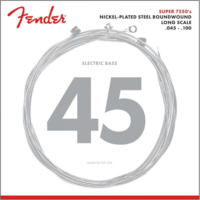 Fender Super Bass Nickel Wound 45-100 Bass Guitar Strings, Long Scale [7250ML]
