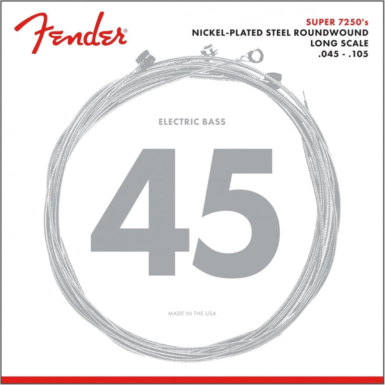 Fender Super Bass Nickel Wound 45-105 Bass Guitar Strings, Long Scale [7250M]