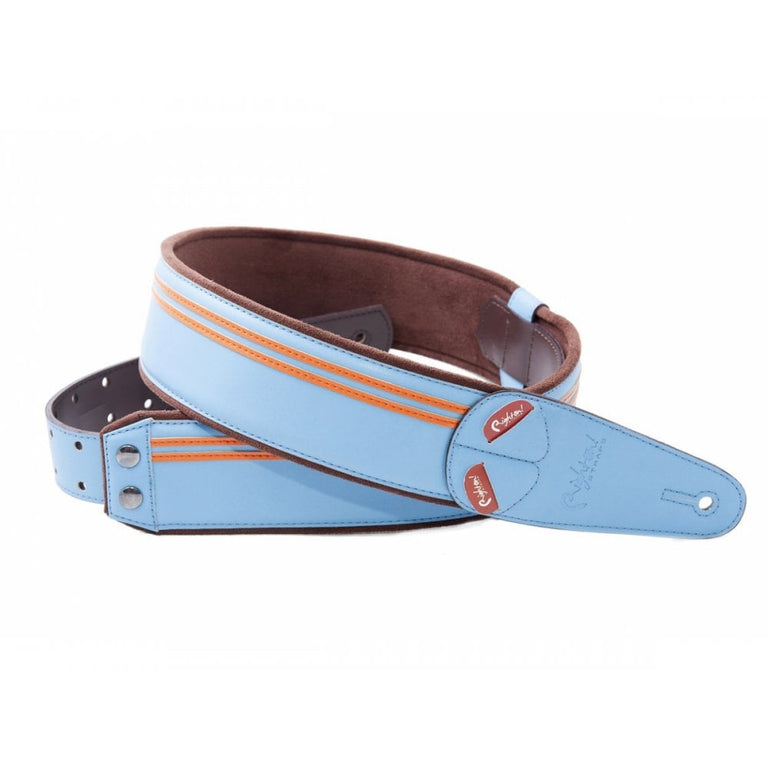 RightOn MOJO Series Vegan Guitar Strap, RACE Sonic Blue