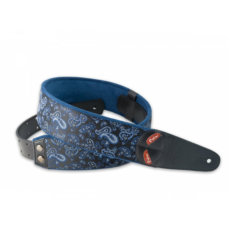 RightOn MOJO Series Vegan Guitar Strap, PAISLEY Blue