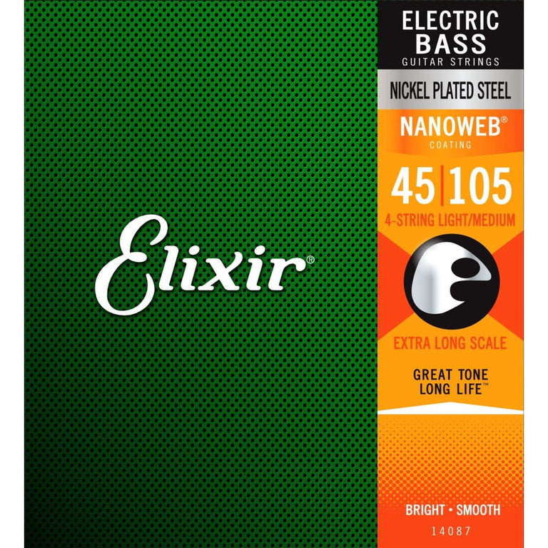 Elixir Nanoweb Nickel Wound 45-105 Extra Long Scale Bass Guitar Strings [14087]