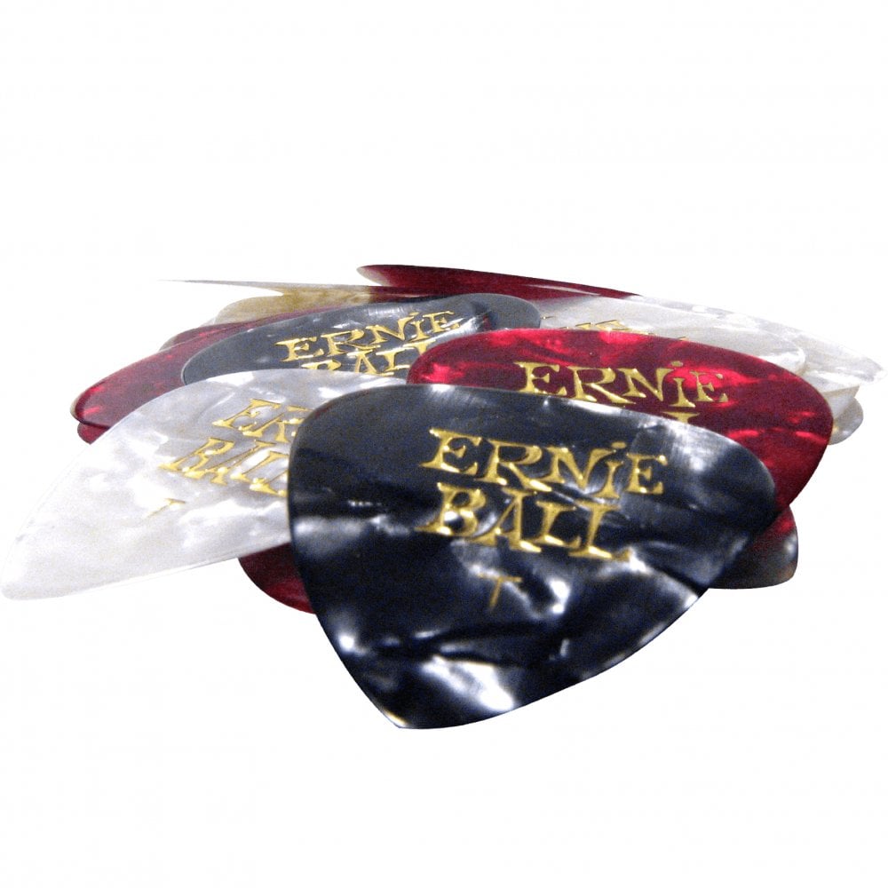 Ernie Ball Assorted Colour Pearloid Cellulose Picks, Thin, 24-Pack