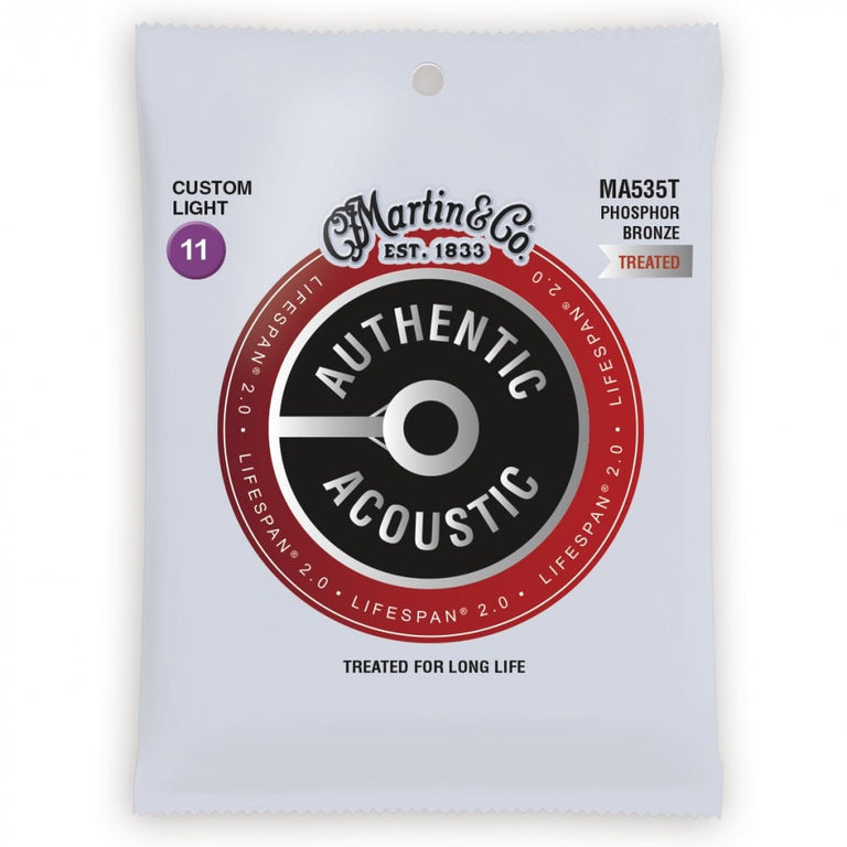 Martin Authentic Acoustic LifeSpan Phosphor Bronze 11-52 Acoustic Guitar Strings