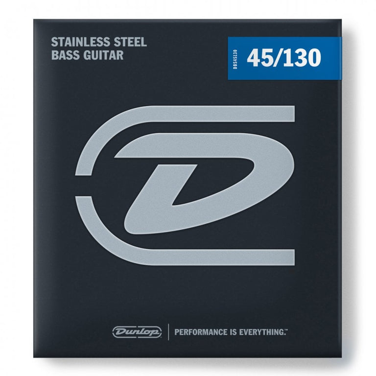 Jim Dunlop Performance+ Stainless Steel 45-130 5-String Bass Guitar Strings, Long Scale