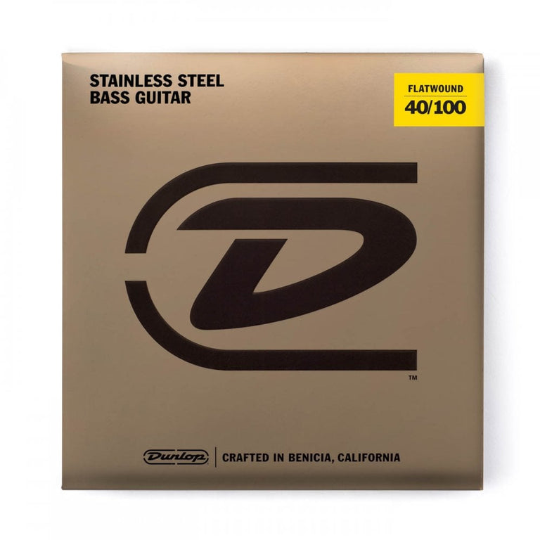 Jim Dunlop Flatwound Stainless Steel 40-100 Bass Guitar Strings, Long Scale