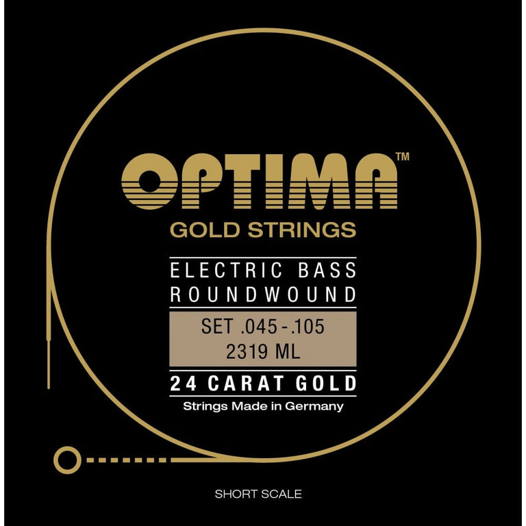 Optima Gold Plated 45-105 Bass Guitar Strings, Short Scale