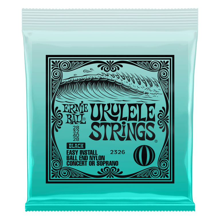 Ernie Ball Concert/Soprano Ukulele Strings, Black Nylon, Ball End