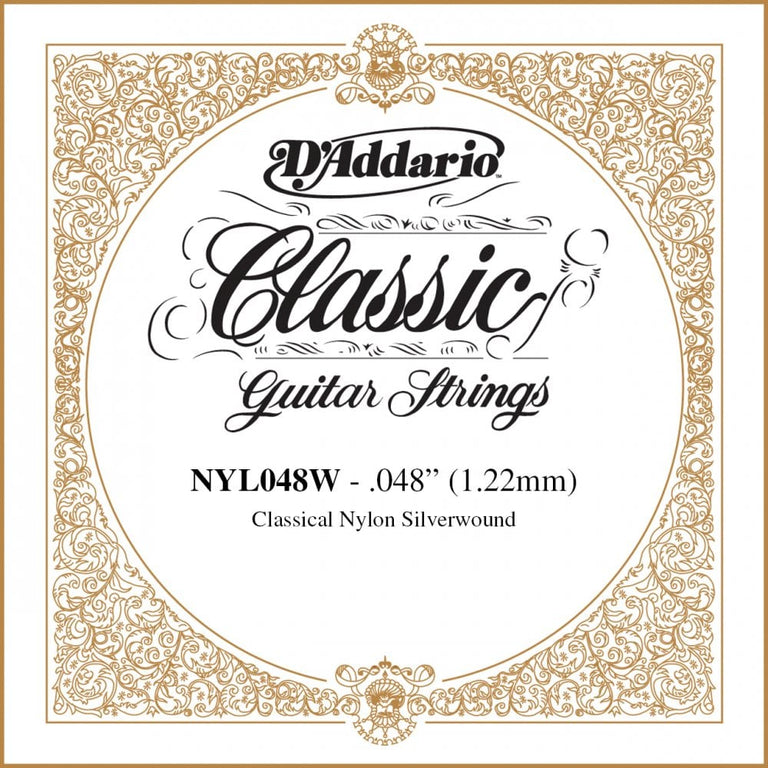 D'Addario NYL048W Pro-Arté Silverplated Wound on Nylon Single String .048