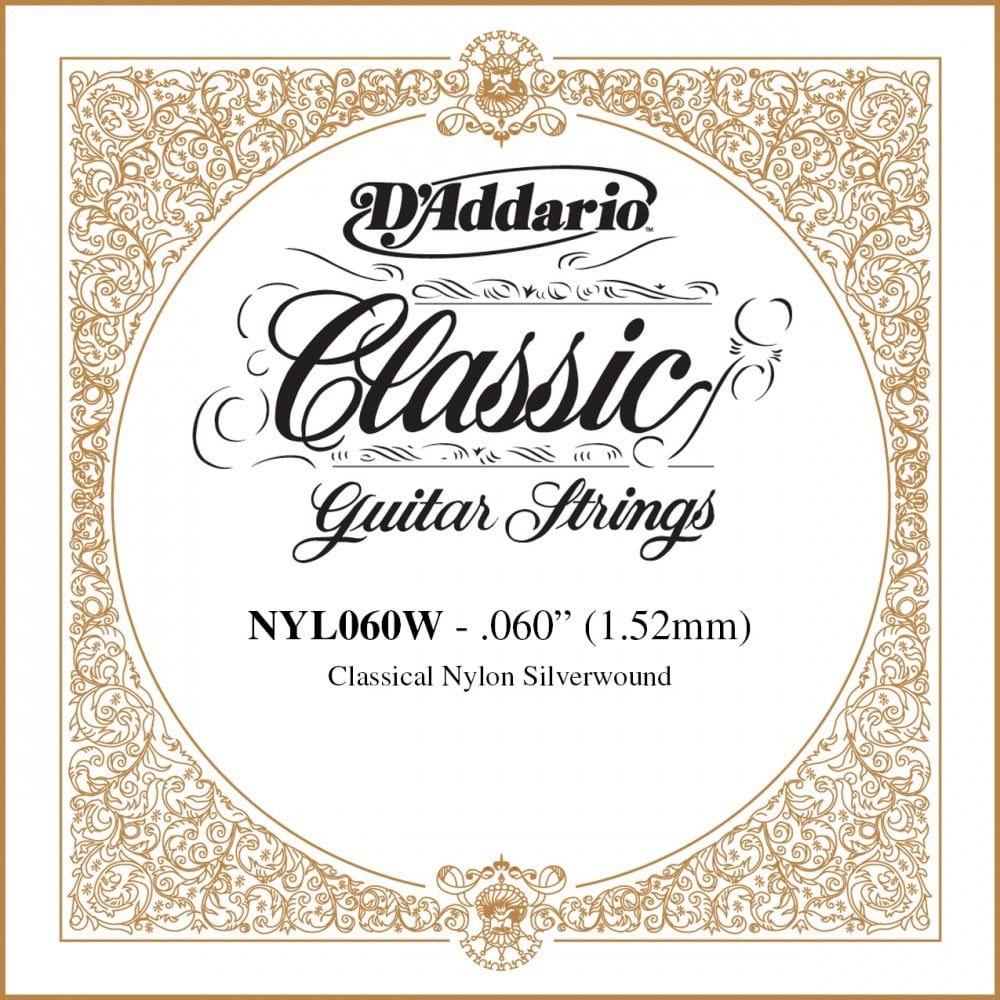D'Addario NYL060W Silverplated Wound on Nylon Single String .060