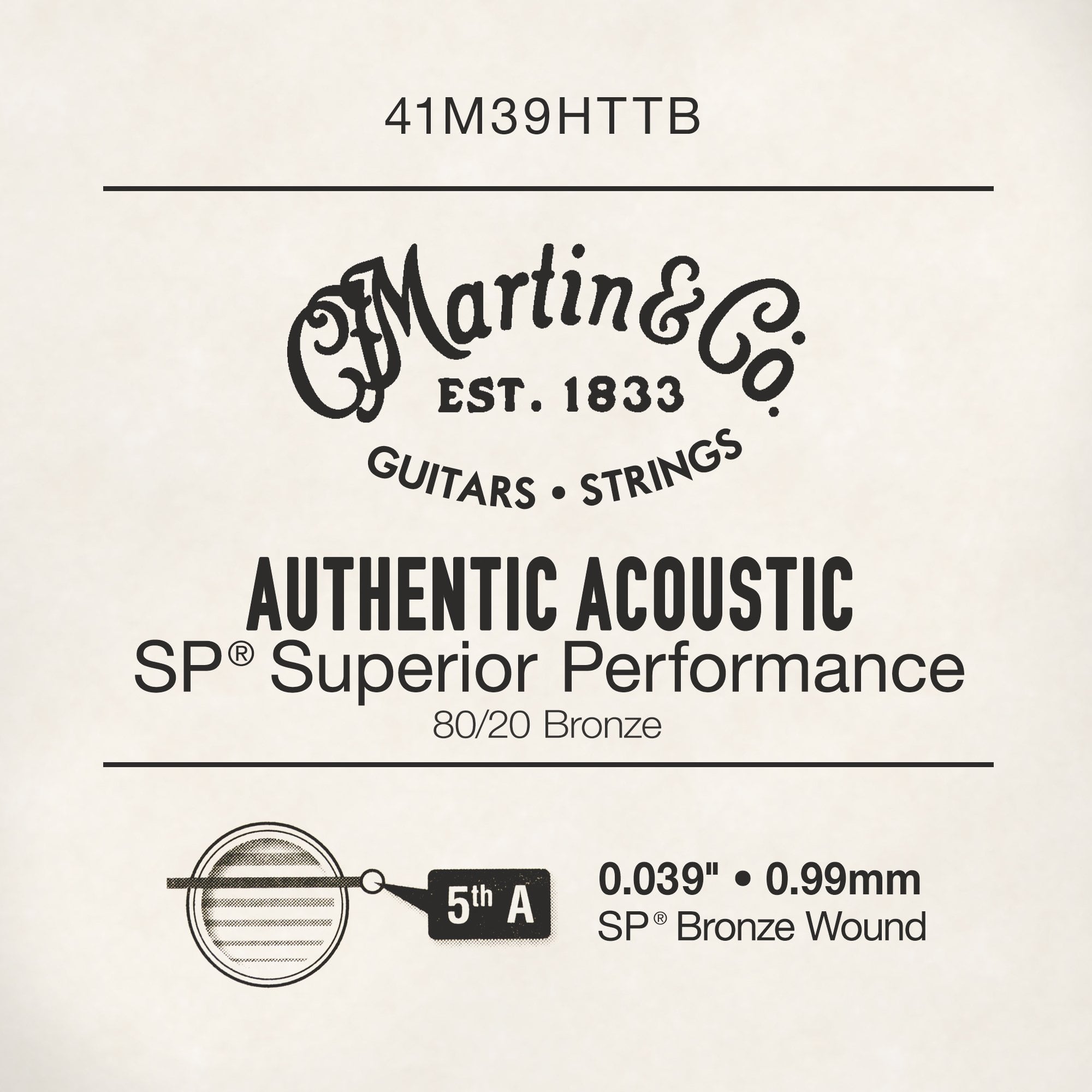 Martin .039 Authentic Acoustic 80/20 Bronze Single String