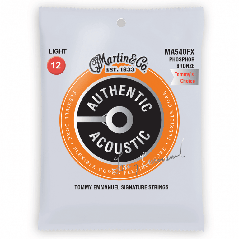 Martin Authentic Acoustic Flexible Core 12-54 Tommy Emmanuel Signature Acoustic Guitar Strings