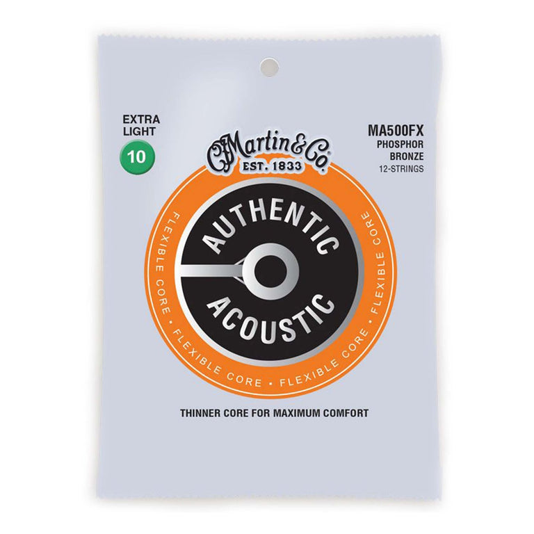 Martin Authentic Acoustic Flexible Core Phosphor Bronze 12-String 10-54 Acoustic Guitar Strings