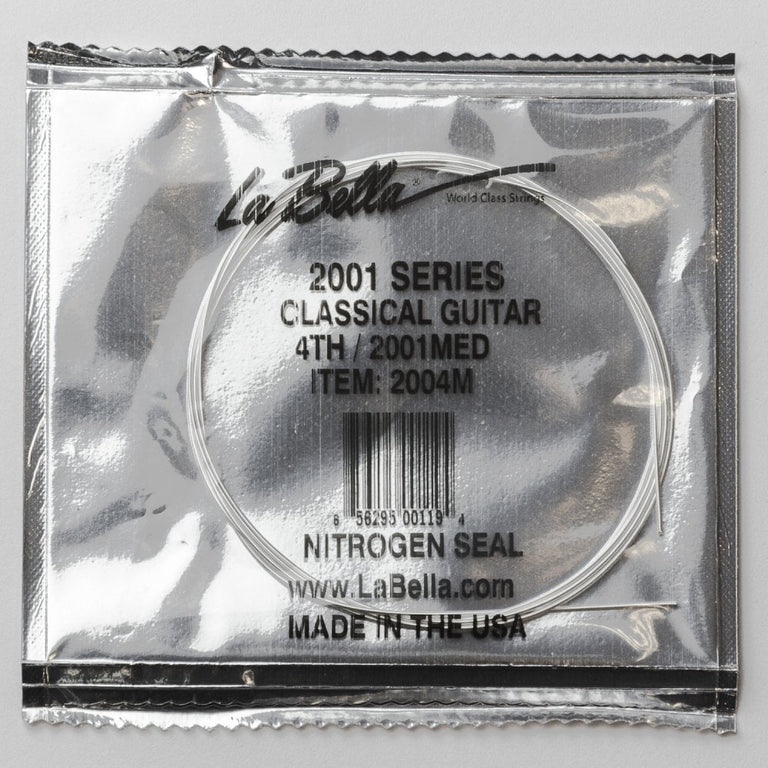 La Bella Silver-Plated Copper Wound Classical Guitar D-4th Single String, Medium Tension