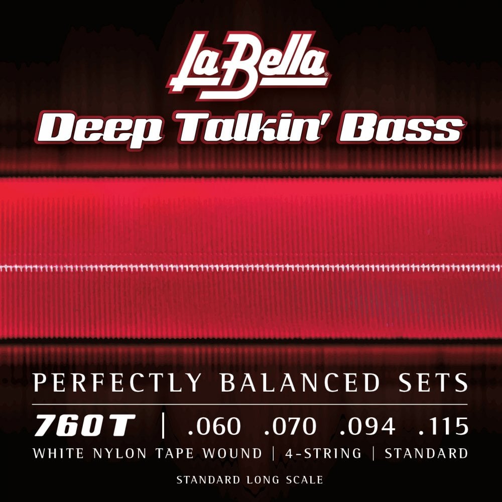 Tapewound La Bella White Nylon Tapewound 60-115 Bass Strings, Long Scale [760T ...
