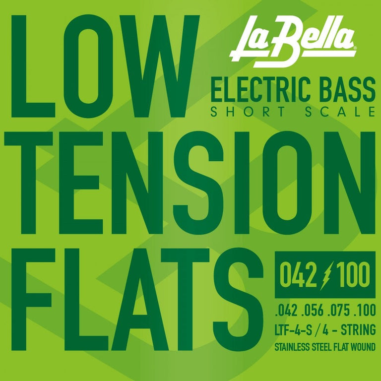 La Bella Low Tension Flexible Flats 42-100 Bass Guitar Strings, Short Scale