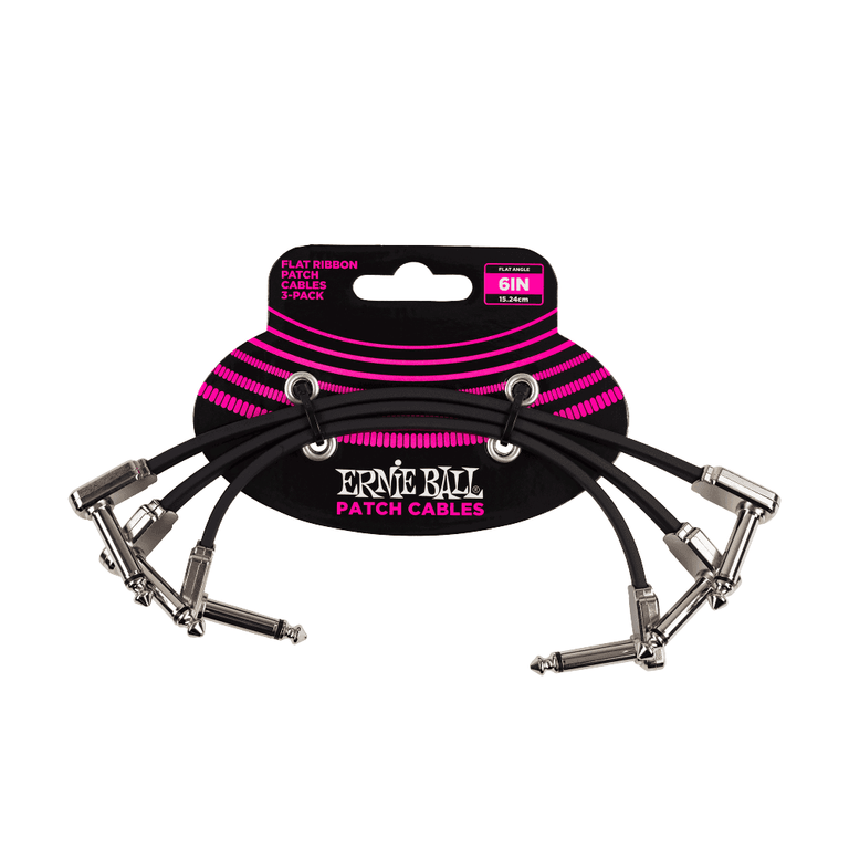 Ernie Ball Flat Ribbon 6 Patch Cable, 3-Pack