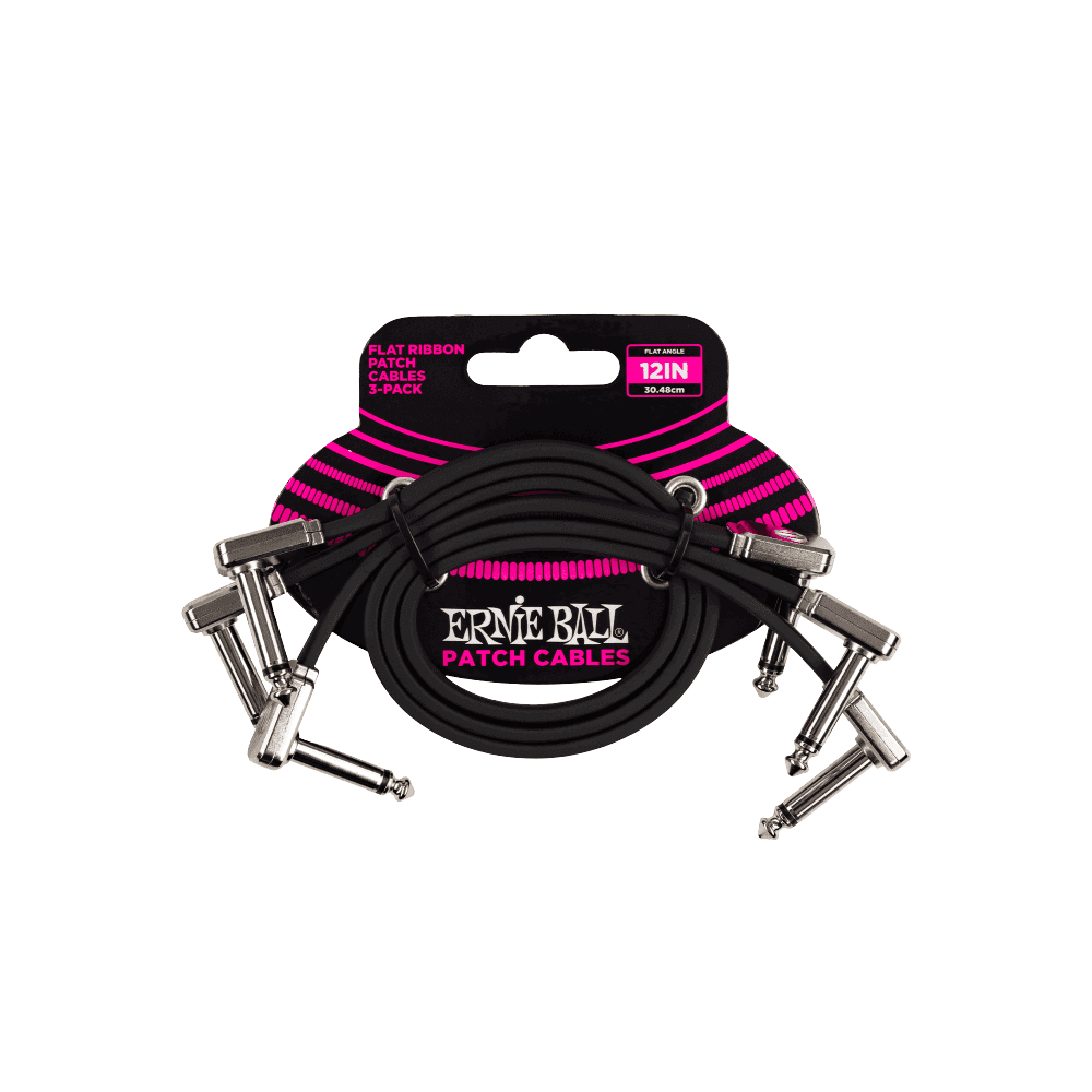 Ernie Ball Flat Ribbon 12 Patch Cable, 3-Pack