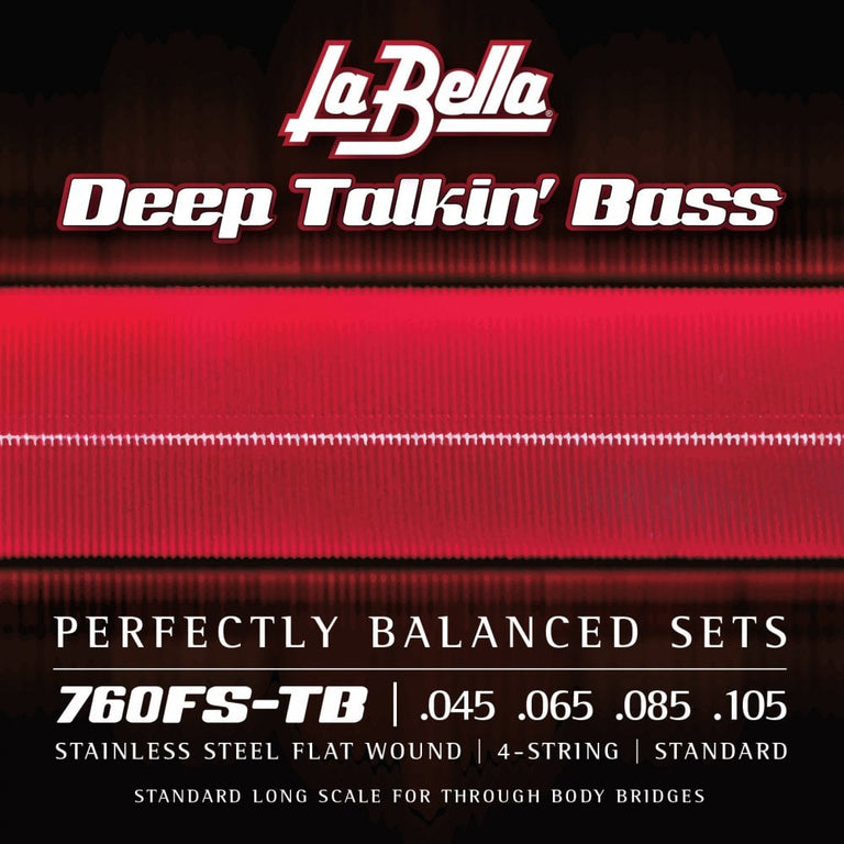 La Bella Deep Talkin' Bass Flatwound Stainless Steel 45-105 Bass Guitar Strings, Long Scale Through-Body [760FS-TB]