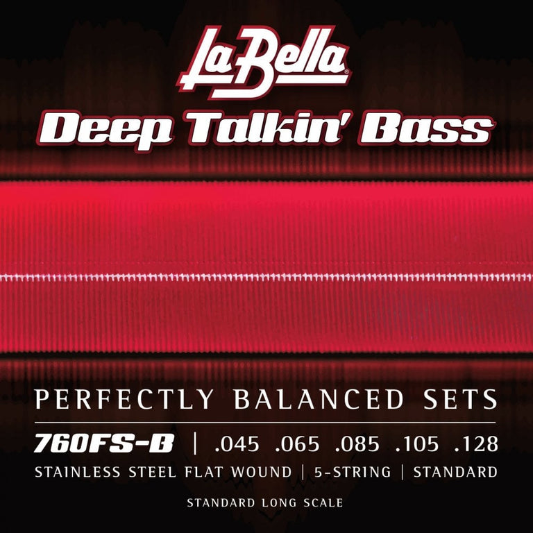 La Bella Deep Talkin' Bass Flatwound Stainless Steel 45-128 Bass Guitar Strings, Long Scale [760FS-B]