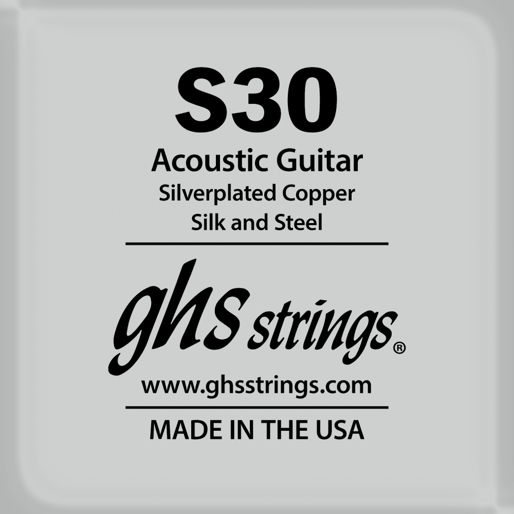 GHS Silk Steel Acoustic Guitar Single String .030 Strings Direct