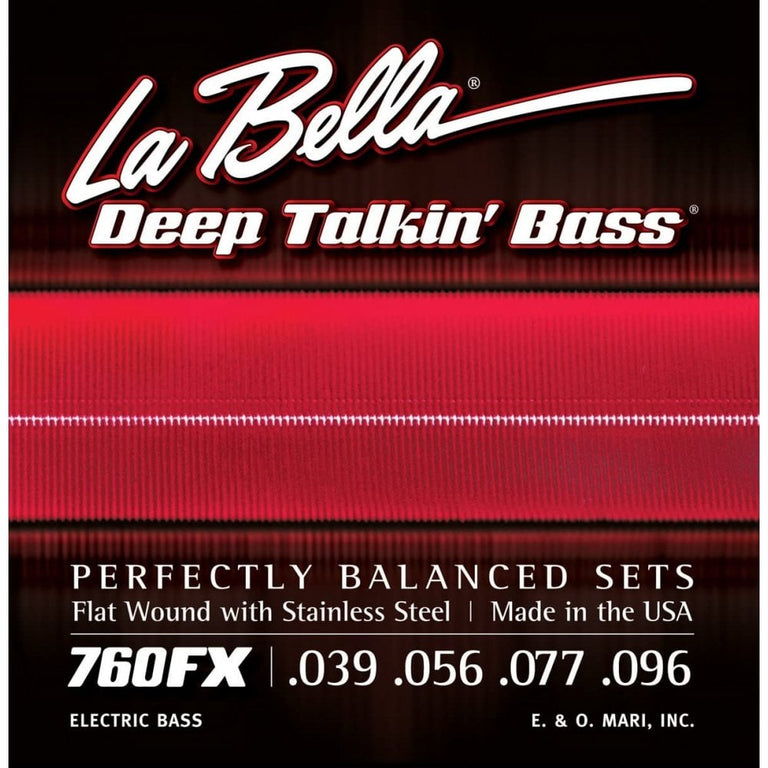 La Bella Deep Talkin' Bass Flatwound Stainless Steel 39-96 Bass Guitar Strings, Long Scale [760FX]