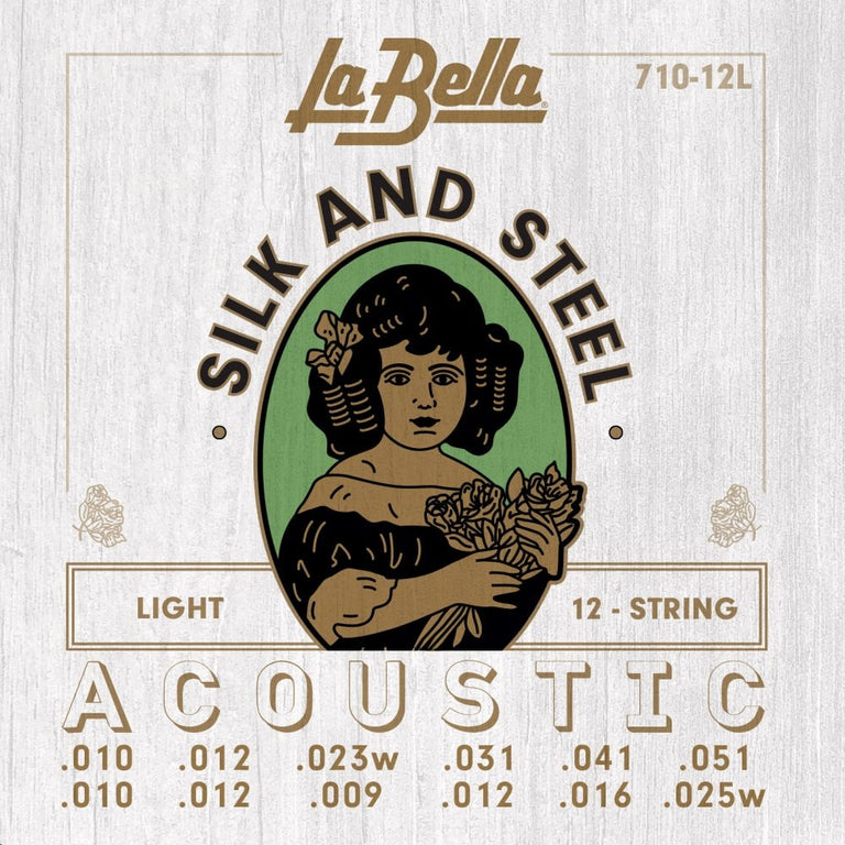 La Bella Silk & Steel 12-String 10-51 Acoustic Guitar Strings, Light