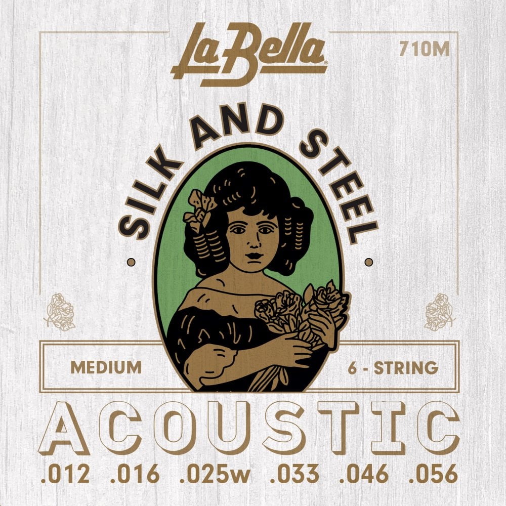 La Bella Silk & Steel 12-56 Acoustic Guitar Strings, Light