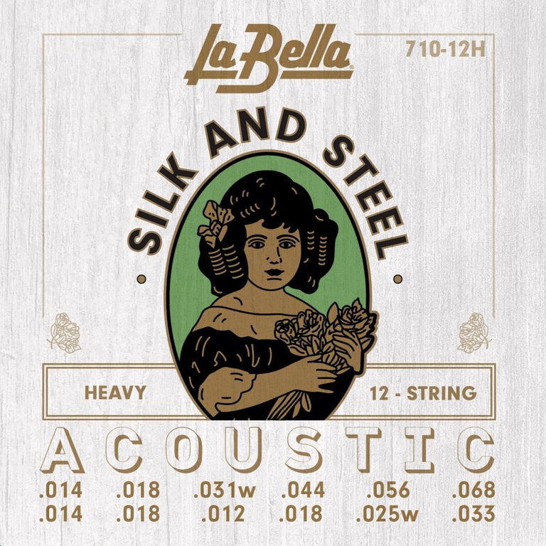 La Bella Silk & Steel 12-String 14-68 Acoustic Guitar Strings, Heavy, Low-C
