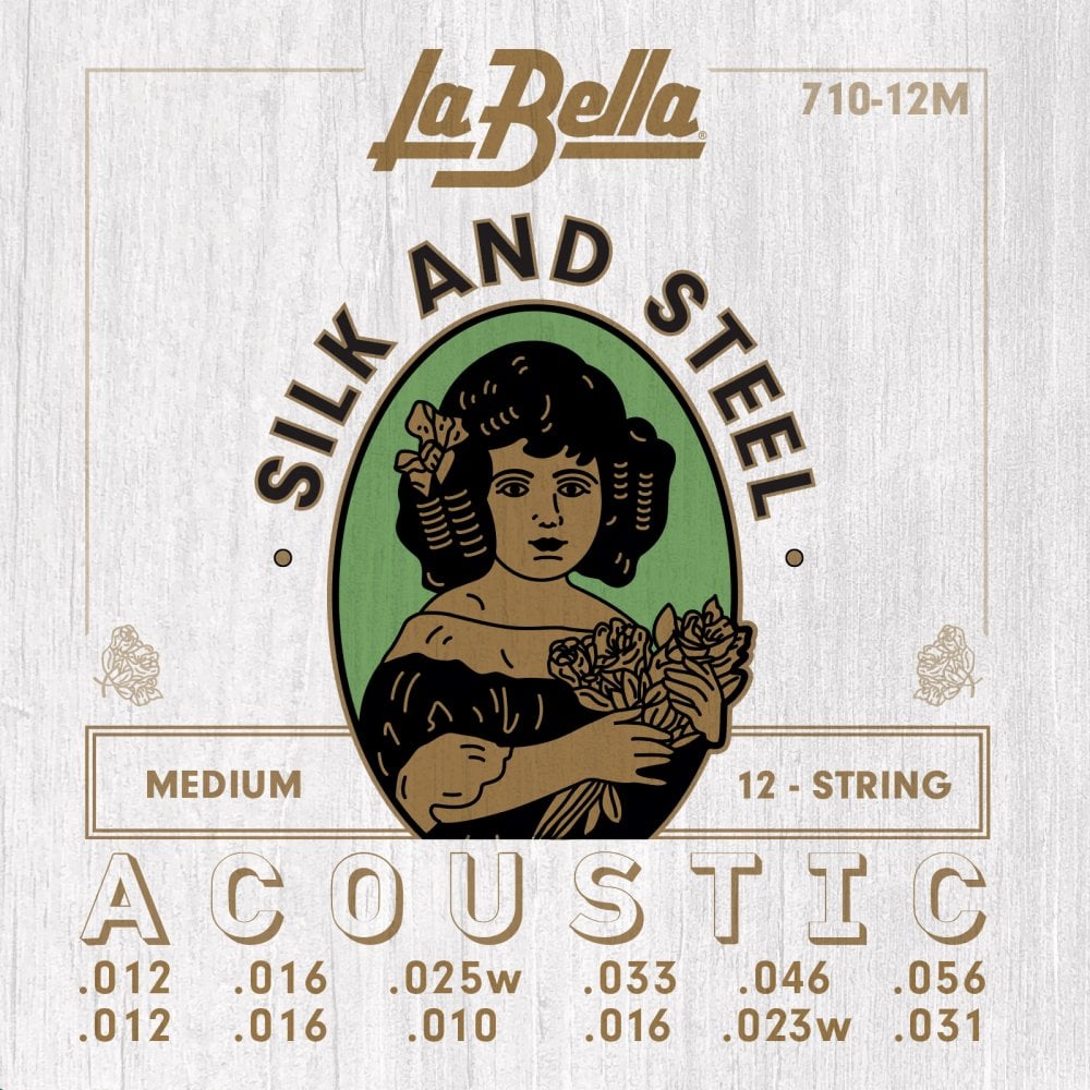 La Bella Silk & Steel 12-String 12-56 Acoustic Guitar Strings, Medium ...