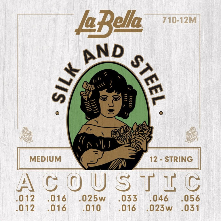 La Bella Silk & Steel 12-String 12-56 Acoustic Guitar Strings, Medium