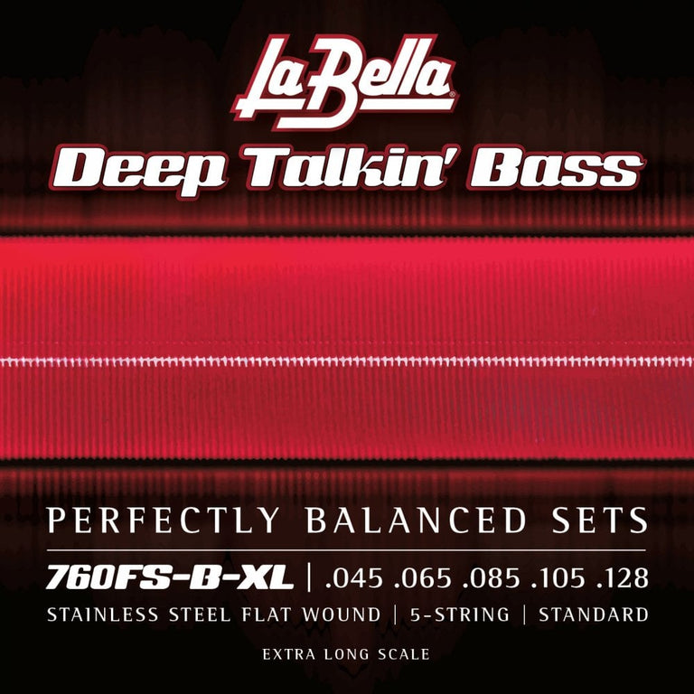 La Bella Deep Talkin' Bass Flatwound Stainless Steel 45-128 Bass Guitar Strings, Extra Long Scale [760FS-B-XL]
