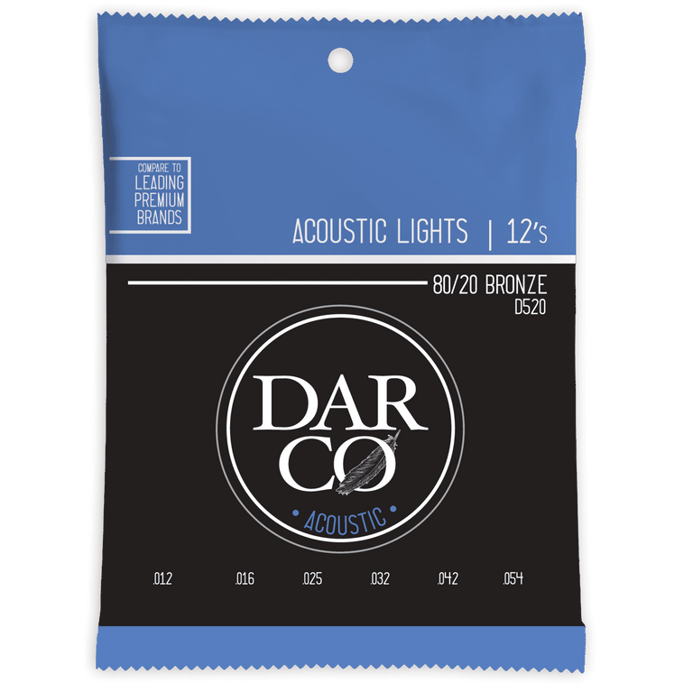 Darco 80/20 Bronze 12-54 Acoustic Guitar Strings, Light