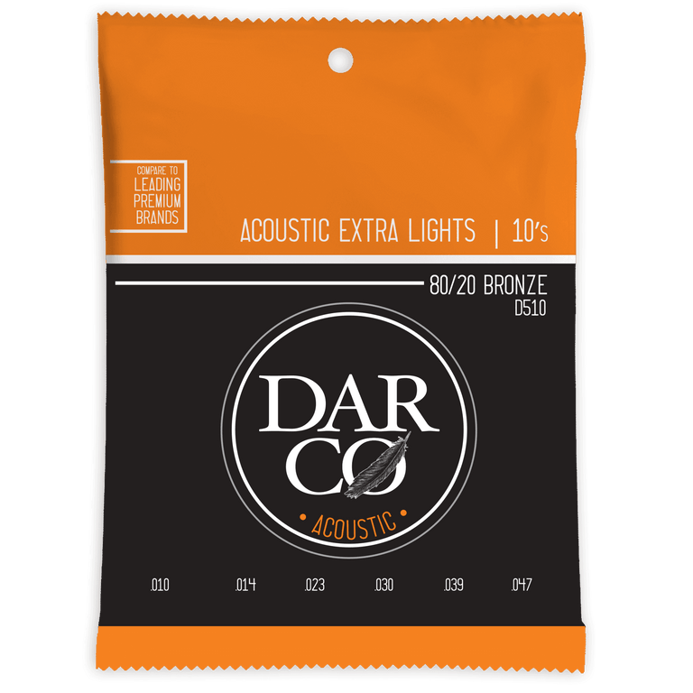 Darco 80/20 Bronze 10-47 Acoustic Guitar Strings, Extra Light