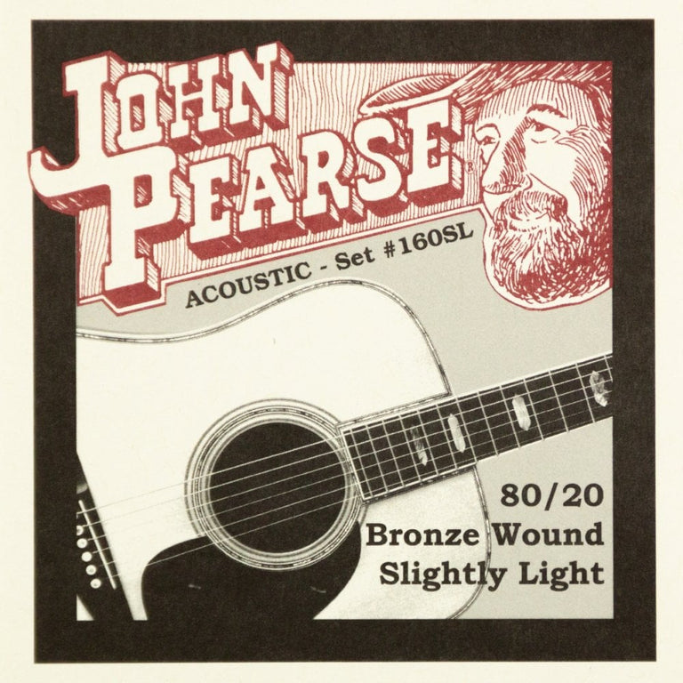 John Pearse 80/20 Bronze 11-50 Acoustic Guitar Strings, Slightly Light