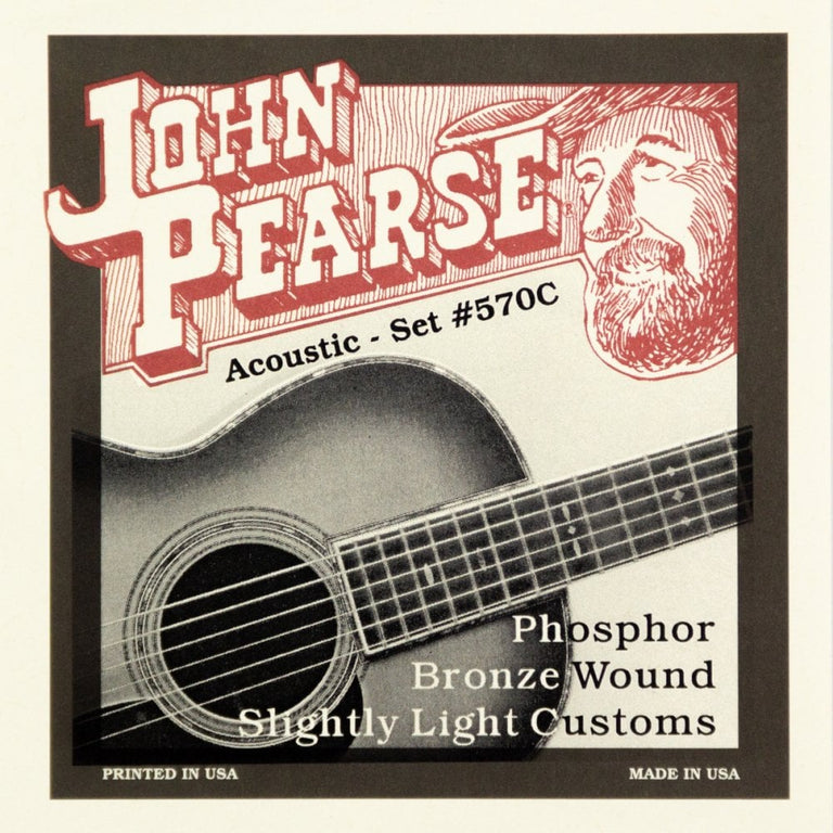 John Pearse Phosphor Bronze 11-52 Acoustic Guitar Strings, Custom Light