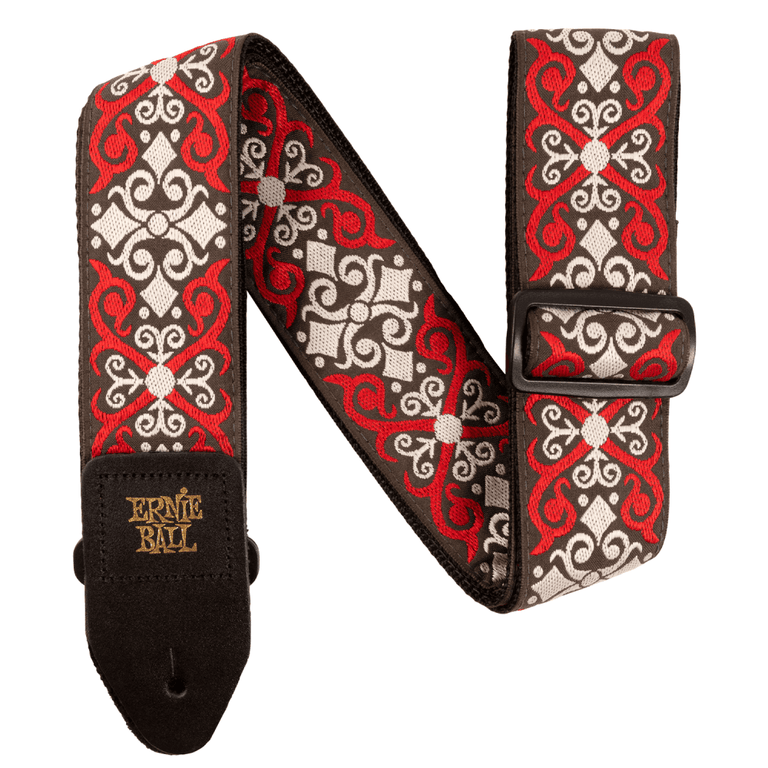 Ernie Ball Polypro Jacquard Guitar Strap, Red Trellis