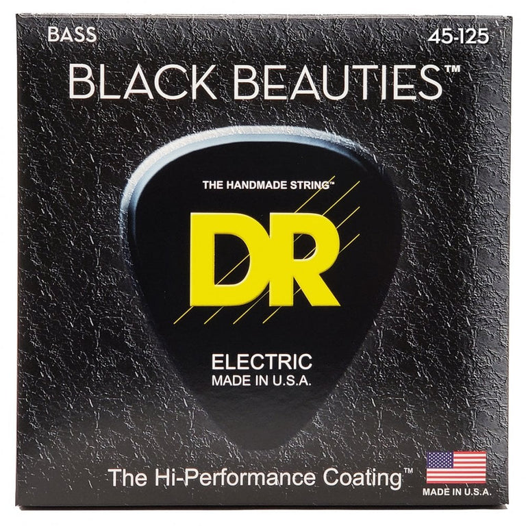 DR Strings BLACK BEAUTIES Stainless Steel 45-125 Bass Guitar Strings, 5-String, Long Scale