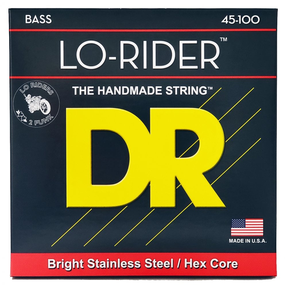DR Strings LO-RIDER Stainless Steel 45-100 Bass Guitar Strings, 4-String, Long Scale