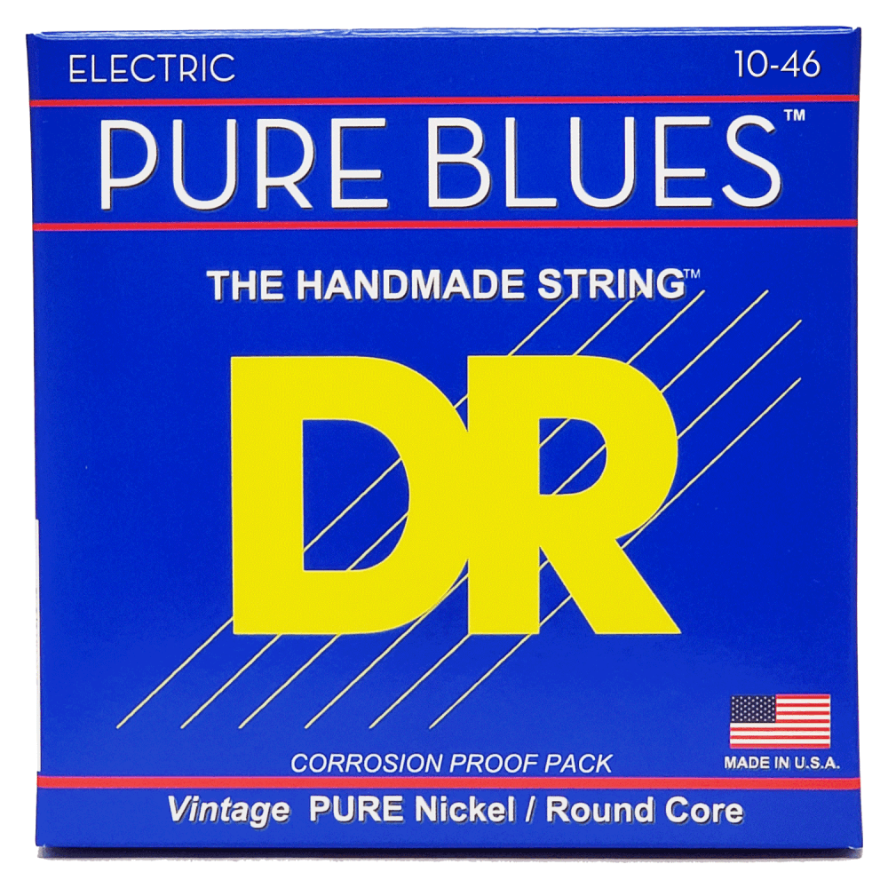 DR Strings PURE BLUES Pure Nickel 10-46 Electric Guitar Strings, Medium