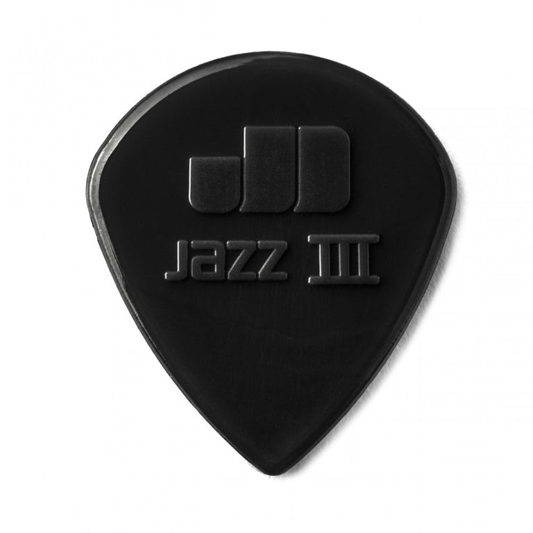 Jim Dunlop JAZZ III Black Stiffo Nylon Guitar Pick, 6-Pack