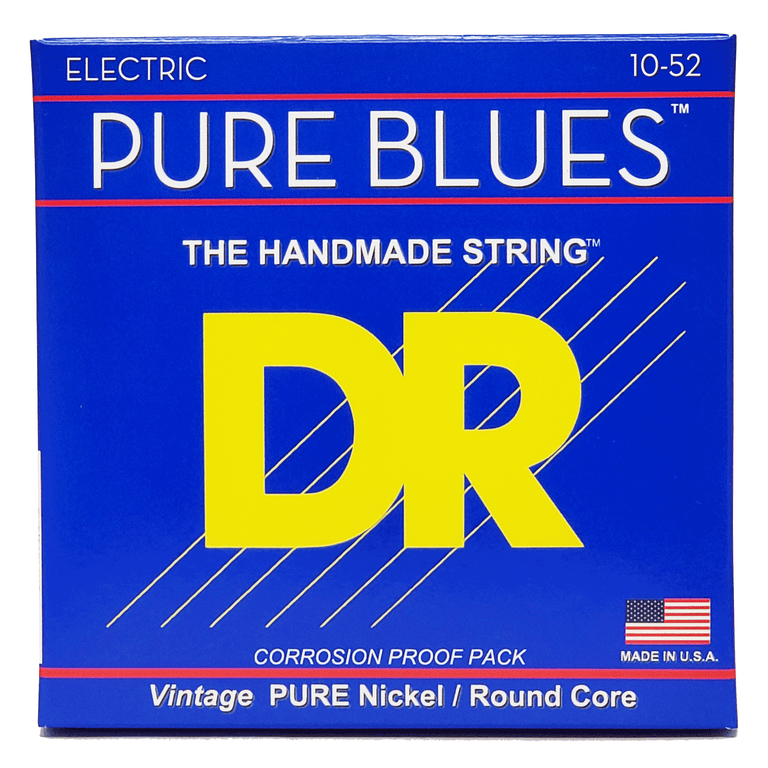 DR Strings PURE BLUES Pure Nickel 10-52 Electric Guitar Strings, Big & Heavy