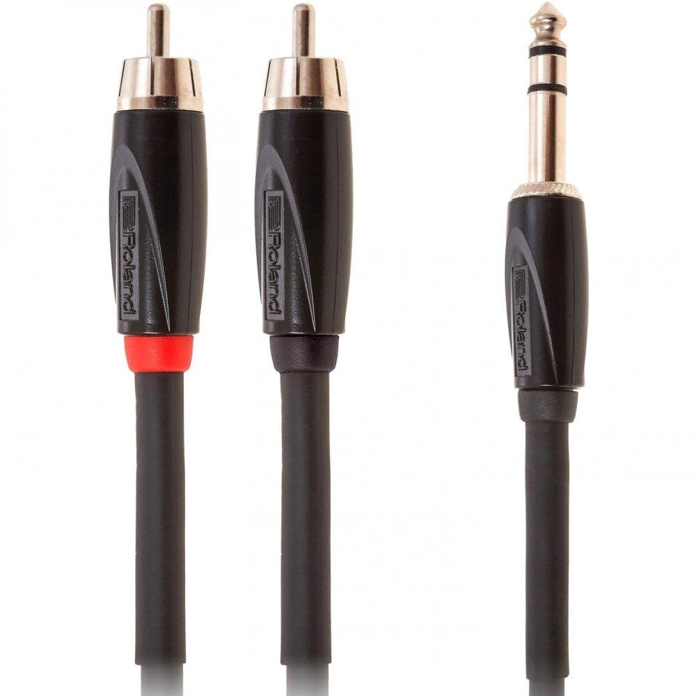 Roland 10ft Black Series Interconnect Cable - 1/8-inch TRS to two RCA Connectors