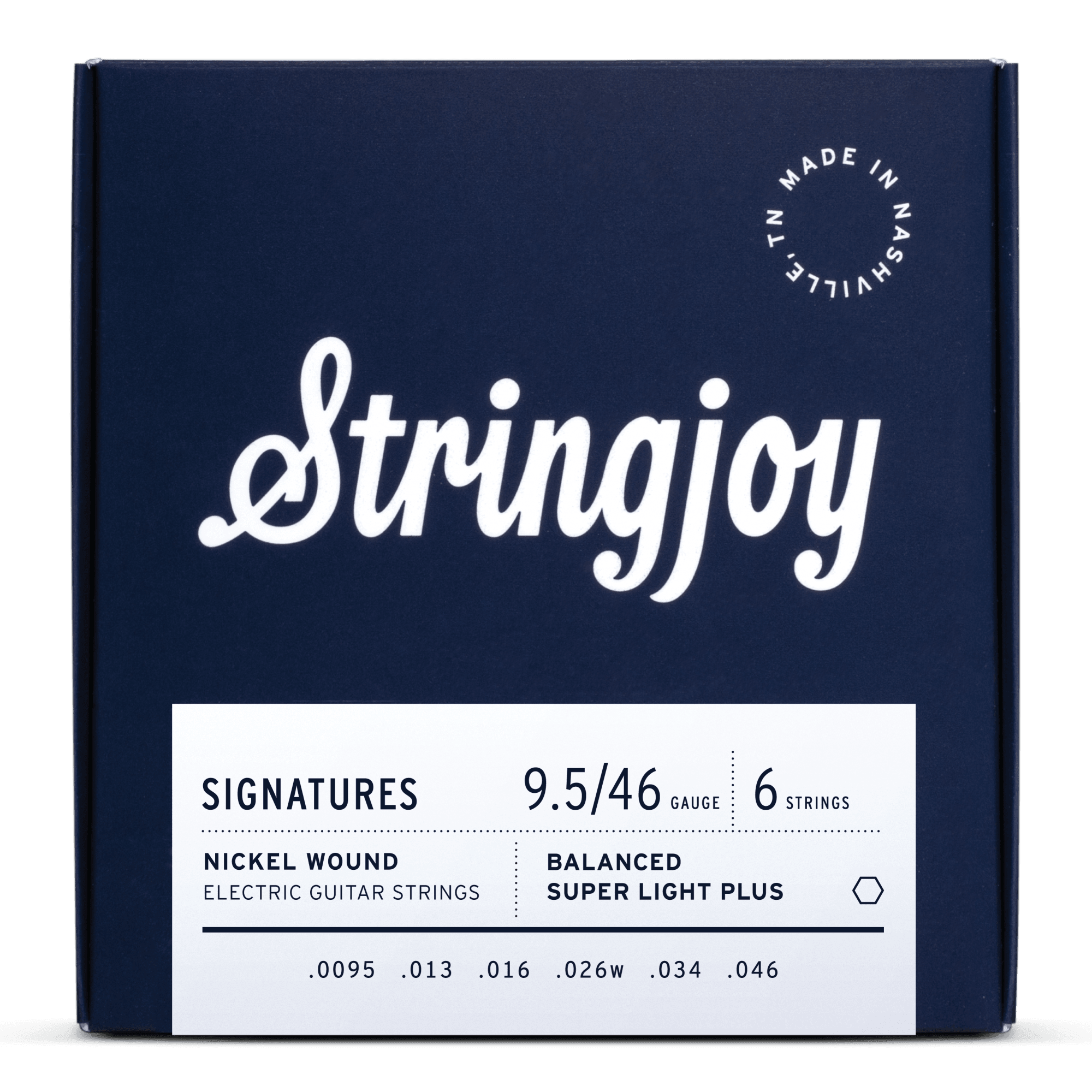 Stringjoy Signatures Nickel Wound 9.5-46 Electric Guitar Strings, Balanced Super Light Plus